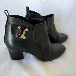 Tory Burch Gemini Link Ankle Booties 70 Size 7.5 Black Nappa Leather Super Soft